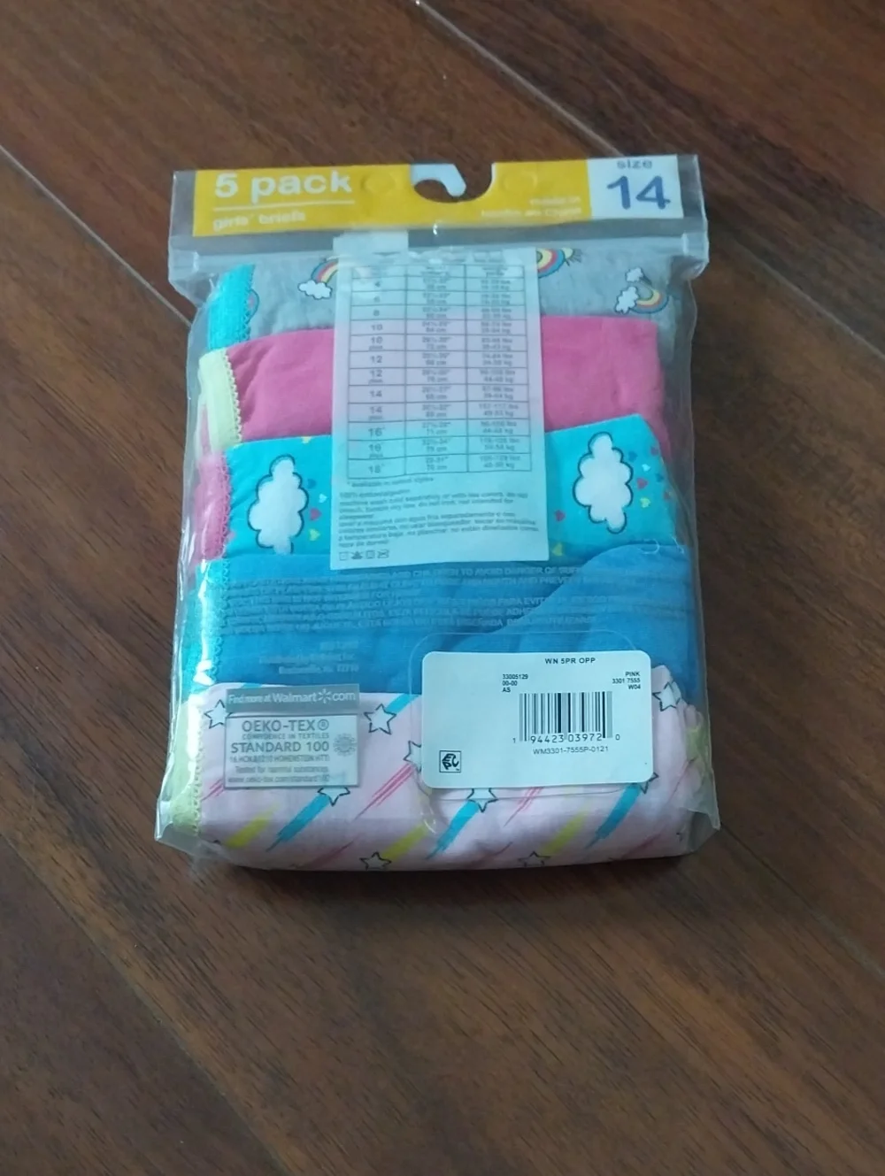 wonder nation Girls 5-Pack Briefs in Pink, Turquoise, Blue, Gray, Multi